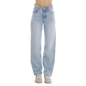 JEANS RIBCAGE STRAIGHT ANKLE AZZURRO